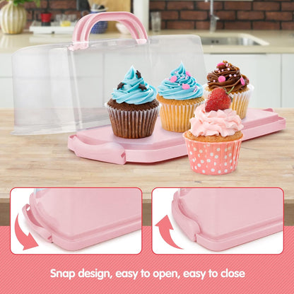 2-Pack Plastic Rectangular Bread Box with Clear Lid, Loaf Cake Keeper, Portable Bread Keeper Storage Container