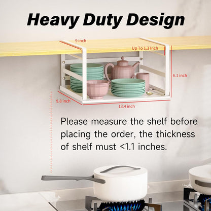 PEKGRIL 2 Pack Under Shelf Basket, Heavy Duty White Hanging Storage Basket for Kitchen, Pantry, Desk, Cabinet