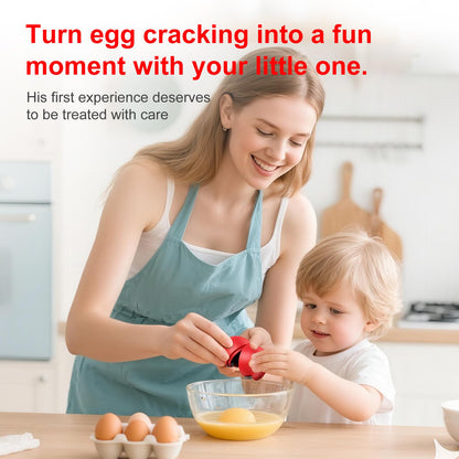 PowCube Egg Cracker, Silicone Egg Shell Opener, Cute Egg Shaped Design, Opens Eggs with Ease, A Little Happiness Boost for Your Kitchen. (Color: Red, 1-Pack)