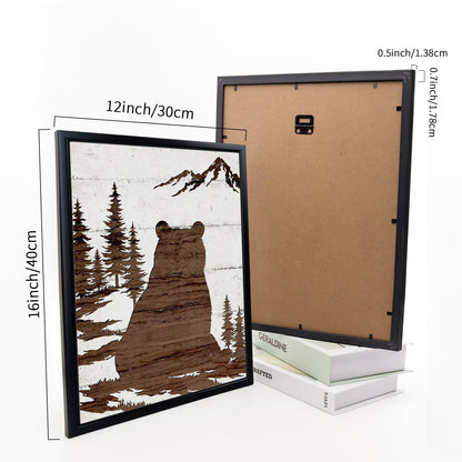 DuoBaorom Bear Silhouette Wooden Print Bathroom Lodge Decor for Wall