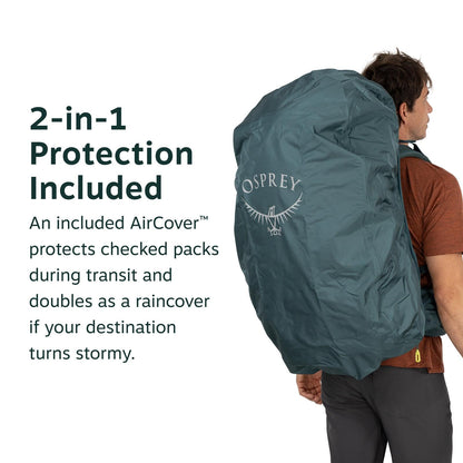 Osprey Farpoint Trek 55L Men's Travel Backpack - Hybrid Backpacking & Travel Bag with Internal Organization, Cascade Blue/Torrent Blue