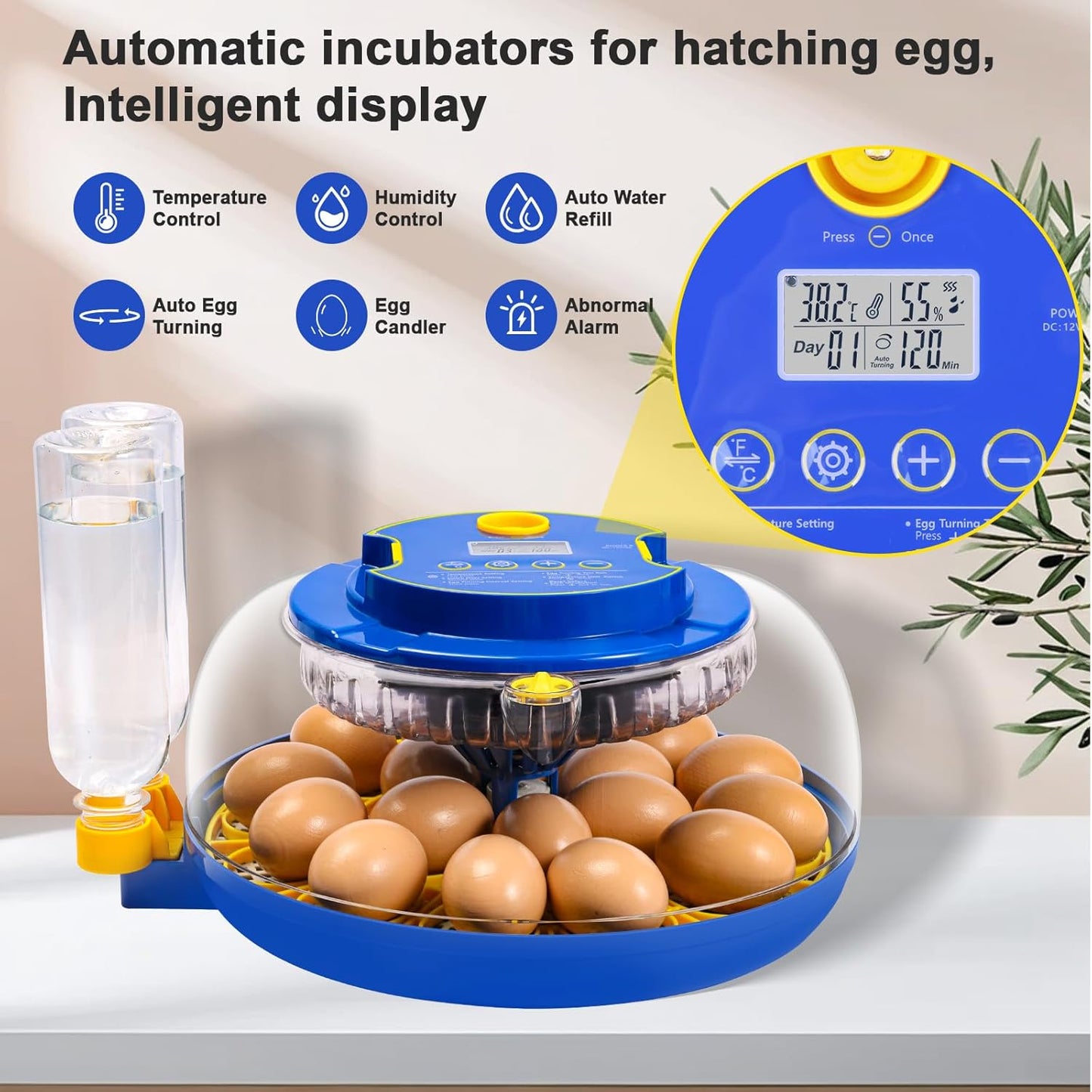 IIGLOWING 18 Eggs360Airflow Egg Incubators for Hatching Circulation System Incubator with Automatic Egg Turner