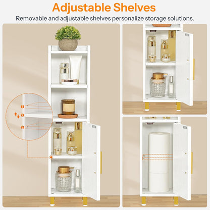 7.9" 5.9" 31.5" HOOBRO Small Bathroom Storage Cabinet, Narrow Corner Floor Cabinet with Door and Adjustable Shelf, L x