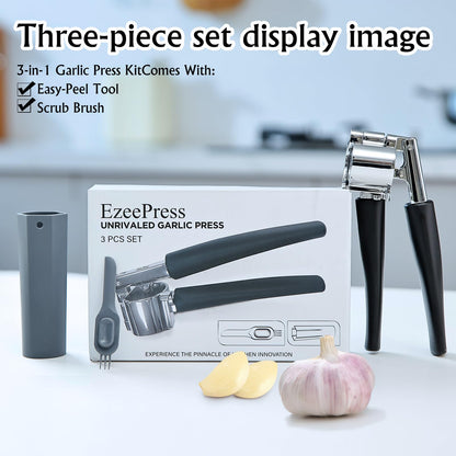 Garlic Press Mincer, Crusher Set with Removable Chamber - Ergonomic Handle, Dishwasher Safe, Easy to Clean for Kitchen, Cooking, Restaurants