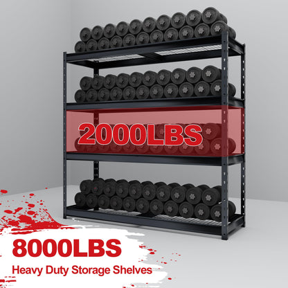 Shuntong The Atlas 8000LBS Ultra Heavy Duty Garage Shelving, 72”W Storage Shelves, Adjustable NSF Certified Metal Industrial Rack for Warehouse Basement, 72" W x 24" D x 72" H