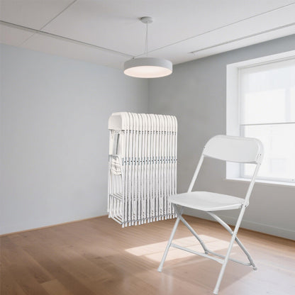 OLLODOT 20 Pack White Folding Chairs with 350-LBS Capacity, Foldable Portable Indoor Outdoor Chairs, Stackable Commercial Seat with Steel Frame for Office, Party, Events, Wedding, Kitchen &Dinning