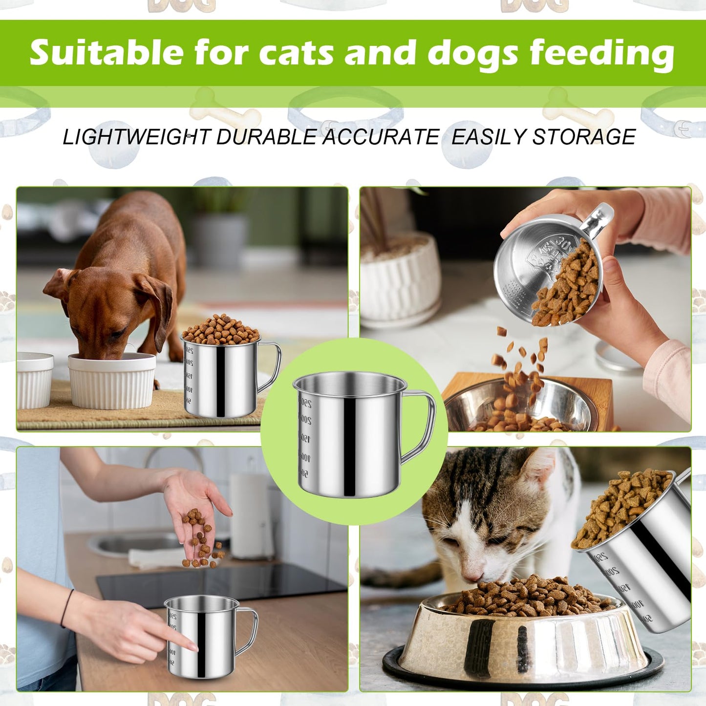 Ashmacdo Dog Food Scoop 1 Cup,304 Stainless Steel Measuring Cups with Handle Pet Food Scoop Cup Measuring Scoop for Dogs, Cats, Birds & Rabbits – Ideal for Dry Food & Treats