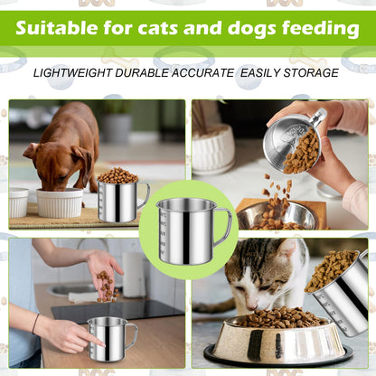 Ashmacdo Dog Food Scoop 1 Cup,304 Stainless Steel Measuring Cups with Handle Pet Food Scoop Cup Measuring Scoop for Dogs, Cats, Birds & Rabbits – Ideal for Dry Food & Treats