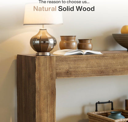 Tribesigns 63-Inch Solid Wood Console Sofa Table, Farmhouse Long Entryway Table Behind Couch for Living Room, Entrance, Hallway, Foyer, Easy Assembly