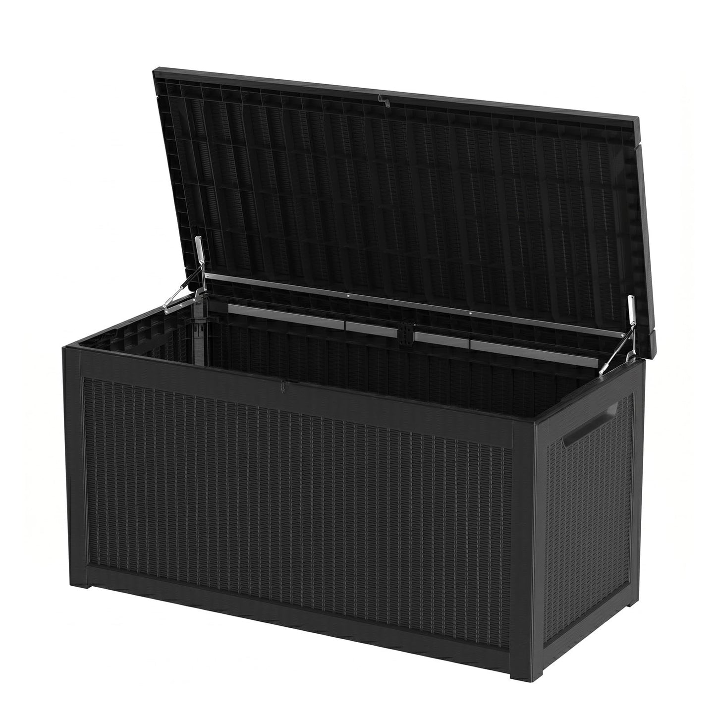 319 Gallon Extra Large Outdoor Storage Box, Waterproof Deck Box with Lockable Lid, Resin Outside Storage Box for Patio Furniture, Pool Accessories, Garden Tools, Storage Bench for Backyard,Porch,Black