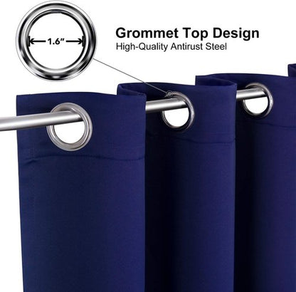 ChrisDowa Blackout Curtains - Thermal Insulated Room Darkening Panels Set (Navy Blue, 52"W x 63"L)
