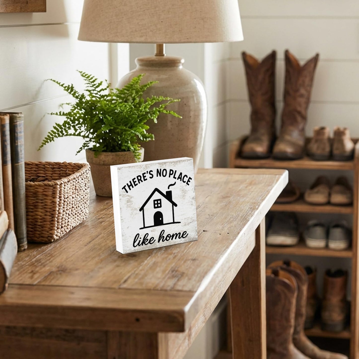 There's No Place Like Home Rural Rustic Farmhouse Sign Countryside Desk Decor for Home office Kitchen Bedroom Living Room Shelf Charming Decorations Gift for Country Lovers Family Housewarming Accent