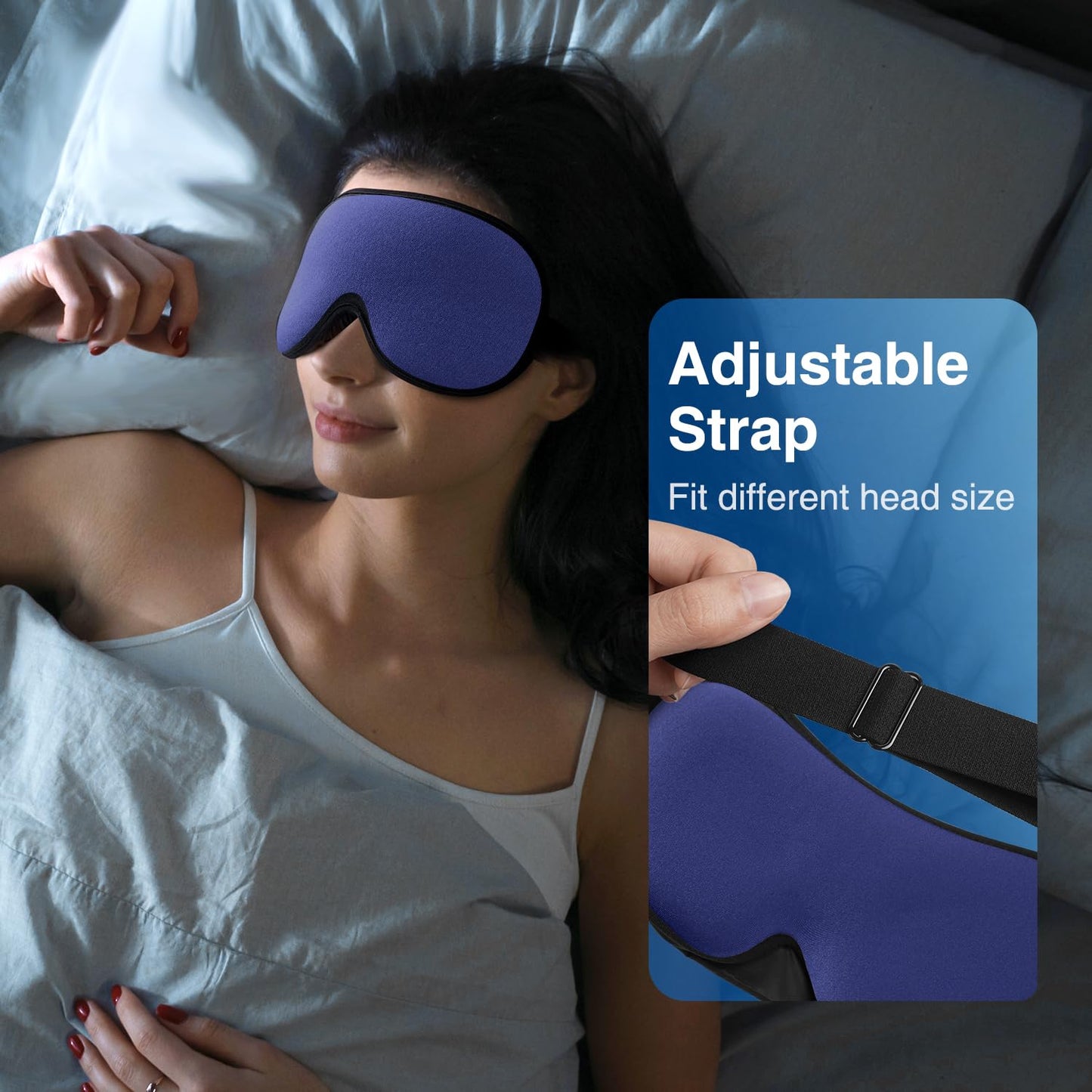 YFONG Weighted Sleep Mask, Women Men 3D Blocking Lights Sleeping Mask (4.2oz/120g), Pressure Relief Night Sleep Eye Mask with Adjustable Strap, Eye Cover Blindfold for Travel Nap Yoga, Black