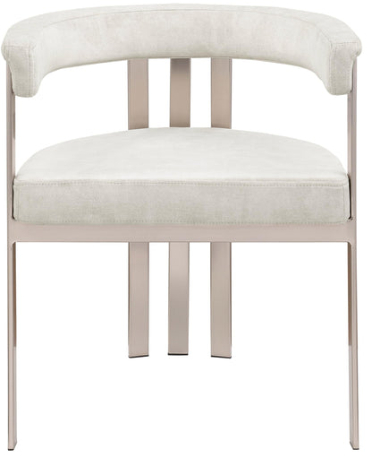 Meridian Furniture 938Stone-C Marcello Collection Modern | Contemporary Dining Chair with Soft High End Stone Colored Velvet, Brushed Chrome Iron Frame, 23.5" W x 21.5" D x 27.75" H, Stone, Set of 2