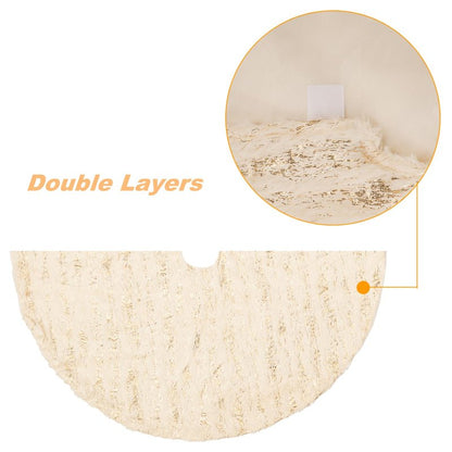 S-DEAL Golden Christmas Tree Skirt, 24 Inches Faux Fur Plush Small Tree Skirt for Holiday Home Decor Xmas