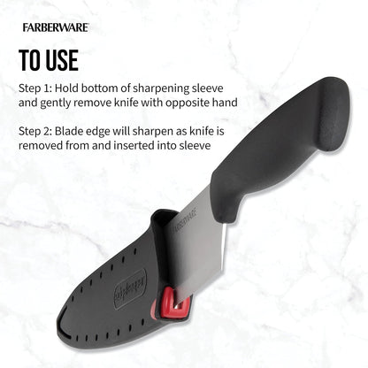 Farberware Edgekeeper 6-Inch Chef Knife, Self-Sharpening Blade Cover, Black