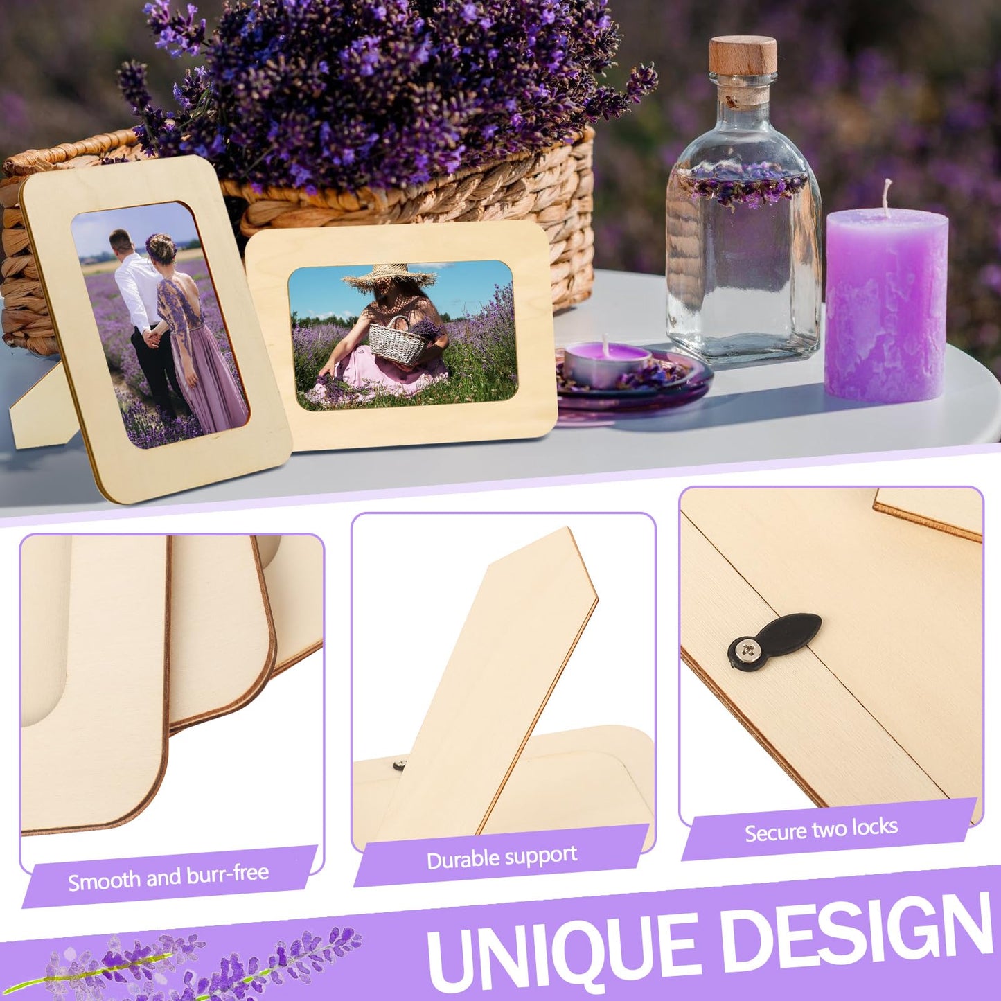 RYKOMO 20 Pack Wooden Picture Frames for Crafts, 4 x 6 Inch DIY Wood Picture Frames Unfinished Photo Frame for Valentine's Day Gift New Year Birthday Party Father's Day Mother's Day Wood Decor