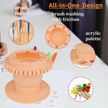 Nythriel Paint Brush Cleaner Tool Collapsibowl With Pallet And Organizer, Collapsible Acrylic Watercolor Portable Paintbrush Rinse Cup, Art Crafts Painting Brush Washing Station