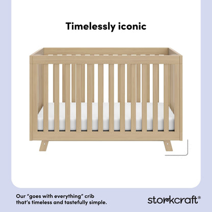 Storkcraft Beckett 3-in-1 Convertible Crib – GREENGUARD Gold Certified, Fits Standard Crib Mattress, Converts to Toddler Bed and Daybed, 4 Mattress Heights, Grow-with-Me Design (Driftwood)