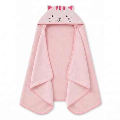 Delta Children Kids Hooded Bath Towel with Pockets - Super Soft and Absorbent- Great Gift for Boys and Girls, Pink Cat