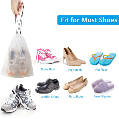 Clear Shoe Bags - 10 PCS, 15.7" x 11.8", Drawstring Travel Shoe Bags for Packing, Waterproof Dustproof Portable Shoe Storage for Men and Women