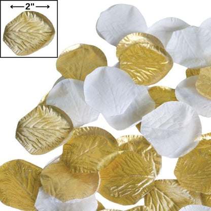 Gold & White Fabric Confetti Petals - 2" (Pack of 300) - Elegant Table Decorations for Weddings, Events & DIY Crafts
