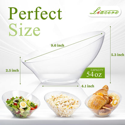 Liacere 54 OZ Clear Plastic Serving Bowls - 16PCS Angled Serving Bowls - Disposable Bowl for Candy Chip - Party Table Salad and Fruit，Can be Used Weddings and Gatherings＆ New Year