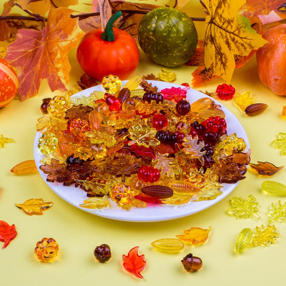 Prehalpty 260PCS Thanksgiving Vase Filler – Acorns, Pumpkins, Corn, and Fall Leaves, Mini Fall Decor for Fall Thanksgiving Centerpieces, Bowl Fillers, Crafts, and Table Decor