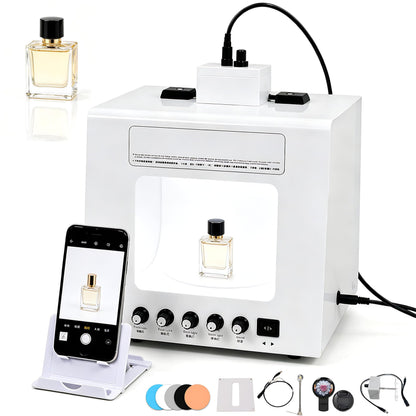 QIUNAOZI Professional Jewelry Photography Light Box Kit. Jewelry Photo Light Box, 4pcs Fill Lights, with 360° Electric Rotating Feature, Support Jewelry Hanging or Placing White-TB30