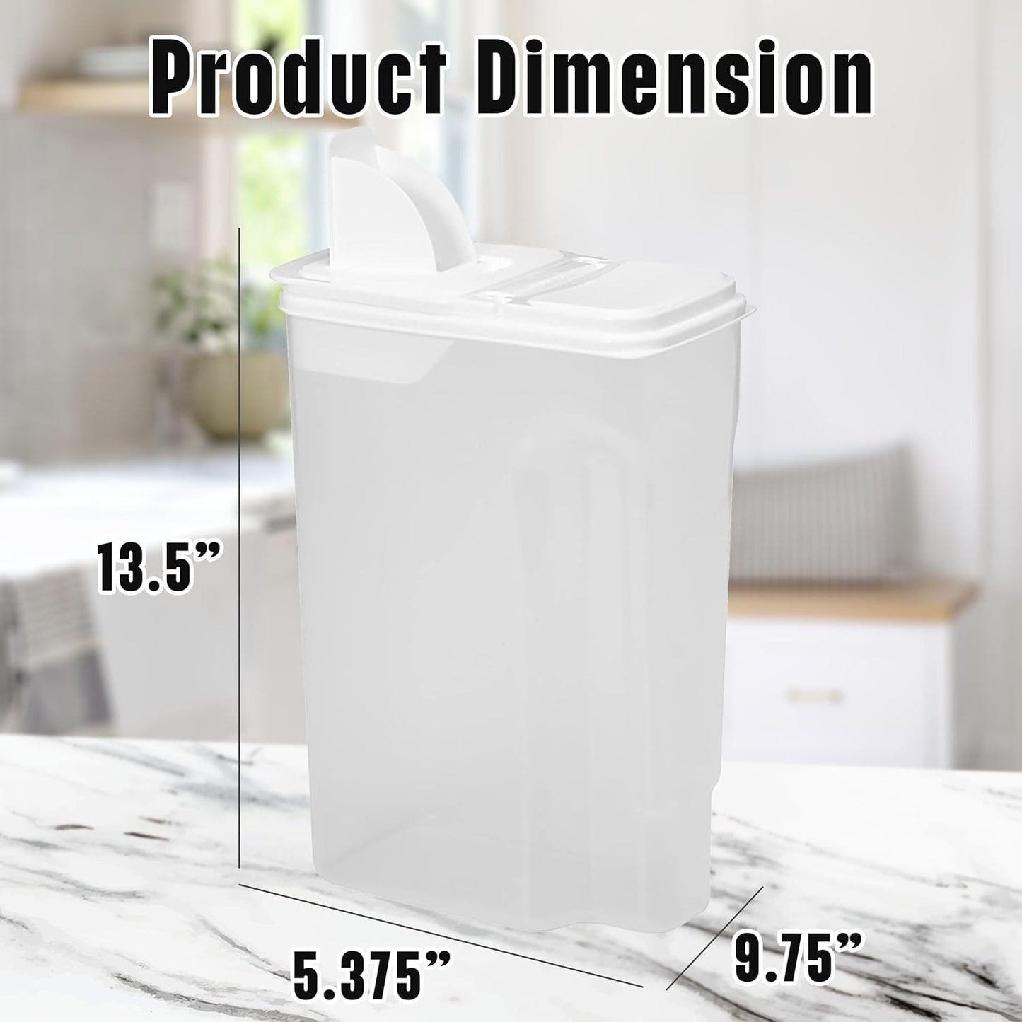 Buddeez Large Food Storage Container, 8 Quart, Clear Kitchen Organization, EZ Pour Spout, White Lid