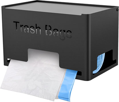 STWWO Large Trash Bag Holder - Metal Garbage Bag Dispenser for Kitchen Storage | Wall Mounted or Freestanding, Black