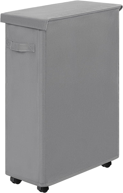 45L Chrislley Slim Laundry Hamper with Wheels, Narrow Rolling Laundry Basket with Lid, Foldable Dirty Clothes Hamper