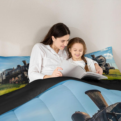Sets Set Sets,Green 2 Erosebridal Train Comforter Queen Size Retro Steam Engine Bedding for Kids Boys Teens,Railway