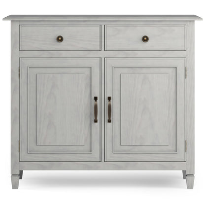 SIMPLIHOME Connaught 40-inch Wide Solid Wood Storage Cabinet in Fog Grey for Entryway, Living Room, Organizer for Hats, Gloves, Shoes, Keys, Slim Design, Traditional Style