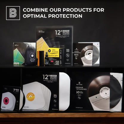 BIG FUDGE 25x Vinyl Record Sleeves 12" LP - Durable & Wrinkle-Free Outer Sleeves - Crystal Clear & High-Density Polypropylene - 3 mil Thick, 12.75” x 12.75” - Fits Most Gatefolds and Double LPs