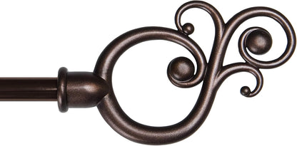 Kenney KN65260 Valencia Large Plastic Scroll End Window Curtain Rod, 28-48" Adjustable, Chocolate