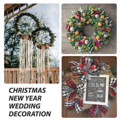 8 Pack Wire Wreath Frame 12 Inch Metal Form Ring for Crafts DIY Front Door Christmas New Year Valentines Wedding Garden Home Party Decoration with 38 Yard Paddle Wire