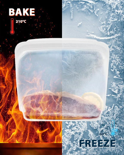 DGitaor Reusable Silicone Storage Bag, 8Pack Pocket, Snack, and Sandwich Bag, Endurables Seal-Top Silicone Bags for Food Storage, Freezer, Microwave, Oven, Dishwasher Safe (Clear & Peach)