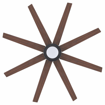 WINGBO 72" Ceiling Fan with Light and Remote Control, 6 Speed Reversible DC Motor, Dimmable LED Light, for Home and Commercial Use, Living Room/Shop/Warehouse Black/Walnut