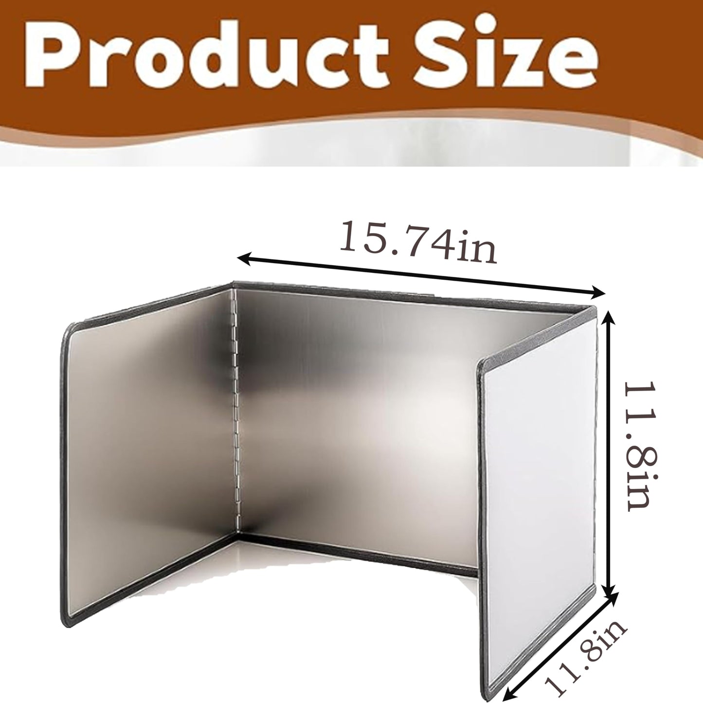 3-Sided Splatter Guard - Stainless Steel Foldable Grease Splatter Screen for Frying Pan, Nonstick & Heat Resistant Stove Top Shield, Stops Oil Splashes for Safer Cooking