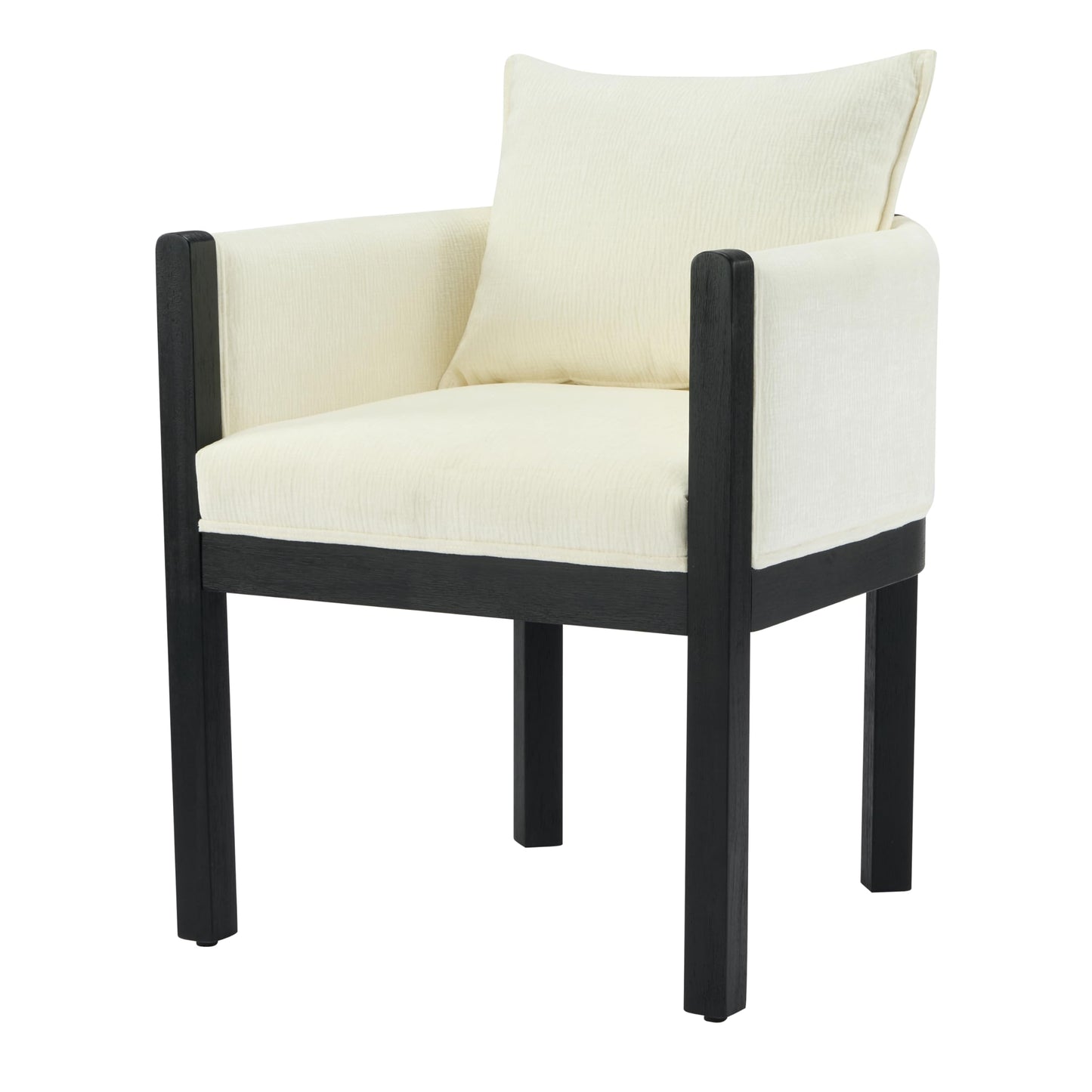 Christopher Knight Home Lucid Linen Upholstered Dining Chairs Set of 2, Rubber Wood Dining Room Chairs, Modern Armchair, Extra Seating for Dining Room, Versatile Indoor Furniture, White + Black