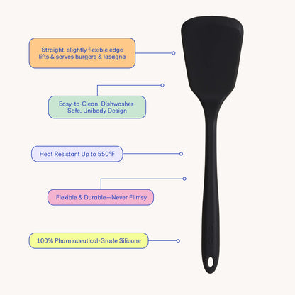 GIR: Get It Right Silicone Kitchen Spatula Turner - Non toxic cooking utensils for Nonstick Cookware, Cooking and Baking, Ultimate - 13IN - Black