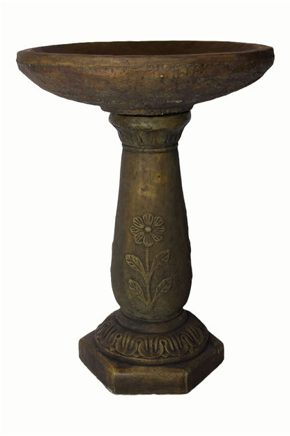 Solid Rock Stoneworks Daisy Pool Birdbath- 26" Tall x 19" Dia- Espresso