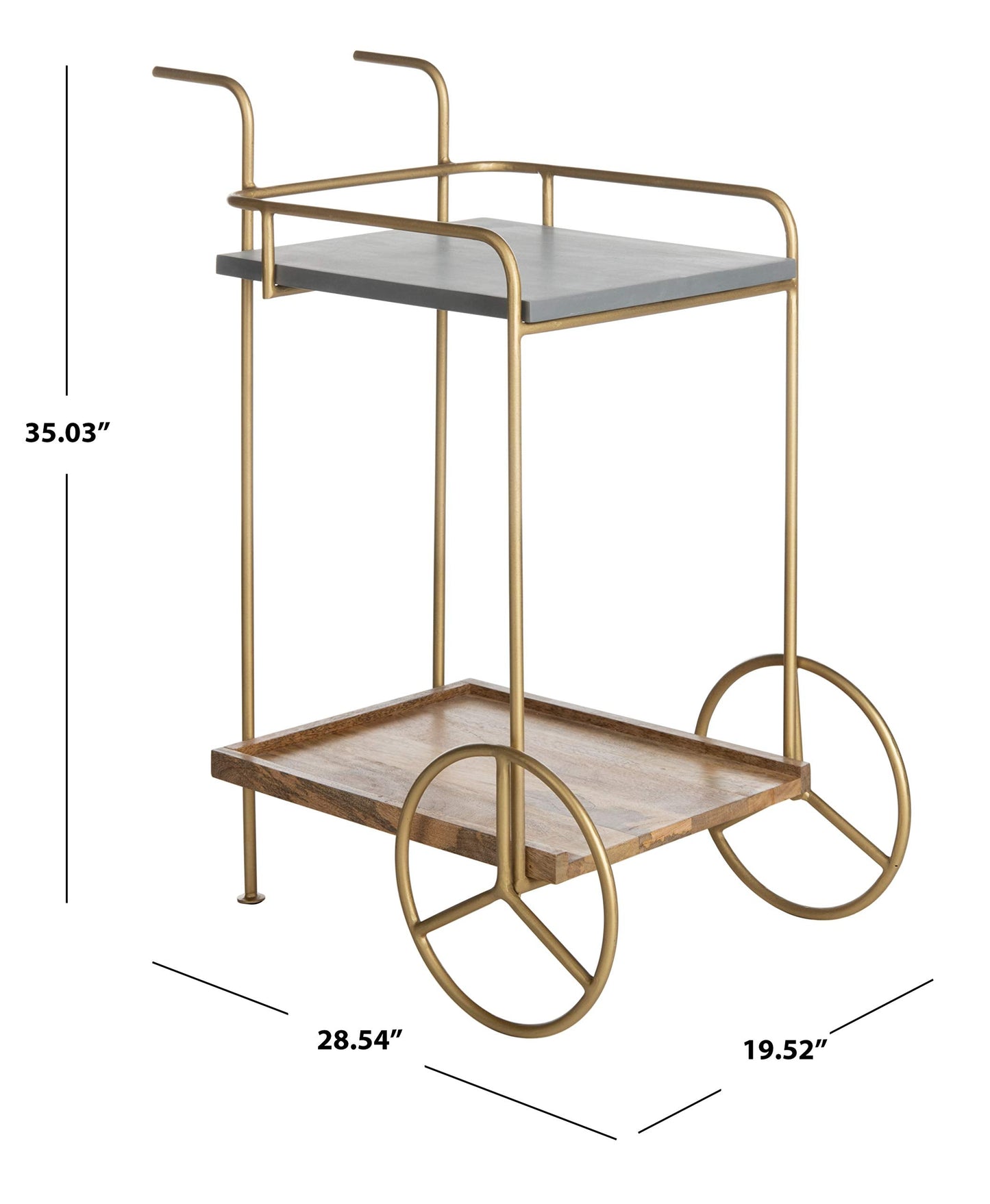 Safavieh Home Collection Harper 2-tier Natural Wheels Bar Cart