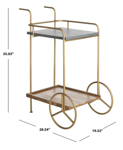 Safavieh Home Collection Harper 2-tier Natural Wheels Bar Cart