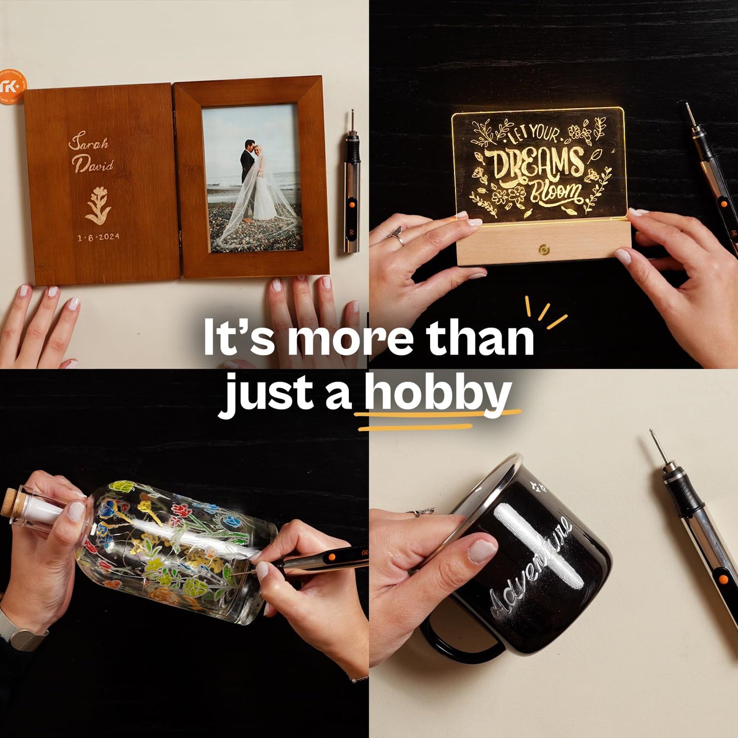 Resparked Customizer Engraving Pen (Formerly Culiau): Ultimate Cordless Portable Tool for Artists & DIYers - Engrave 50+ Surfaces - Beginner Friendly - Rechargeable - Free 30 Bits & Mastery Guide