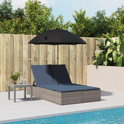 Molumvel Double Sun Lounger with Cushions and Canopy, Adjustable Patio Daybed, Weather-Resistant Poly Rattan Garden Lounge Bed for Backyard Poolside, Gray