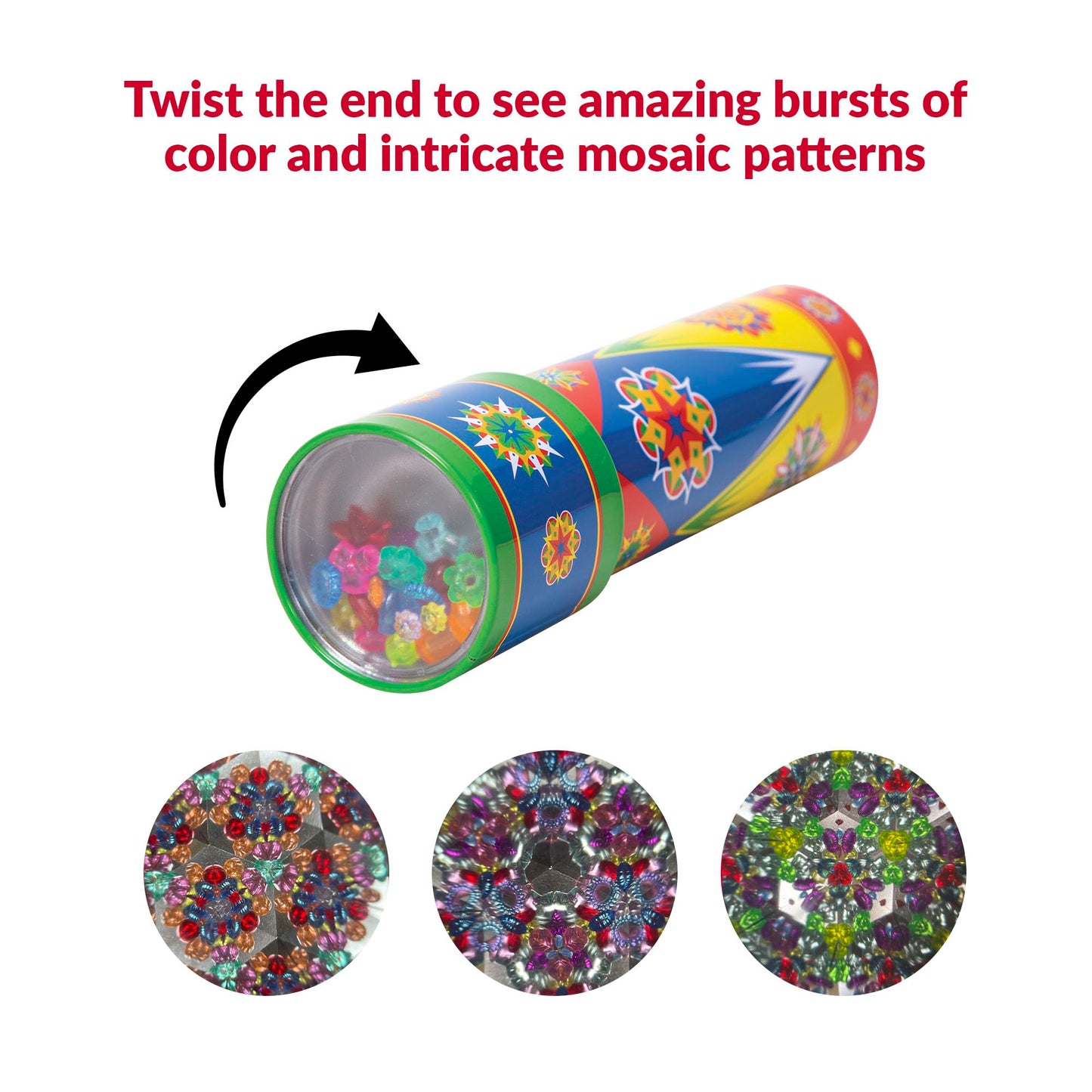 Schylling Classic Tin Kaleidoscope - Fun, Colorful Pattern-Changing Toy - Durable Tin with Multicolored Beads - Ages 3 and Up - One Piece