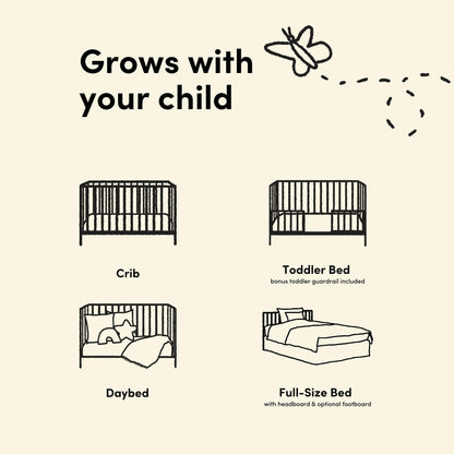 Storkcraft Santorini 5-in-1 Convertible Crib with Toddler Guardrail – GREENGUARD Gold Certified, Conversion Kit Included, 100% Solid Wood, Fits Standard Crib Mattress (White and Driftwood)