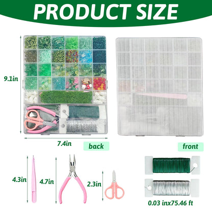 YLINKZORMA Green Glass Beaded Plant Kit, Forever Plant Beads Jewelry Making with Flower, Leaf, Crystal, Beaded Plant Crafting & DIY Handicrafts, Gift for Plants Enthusiasts